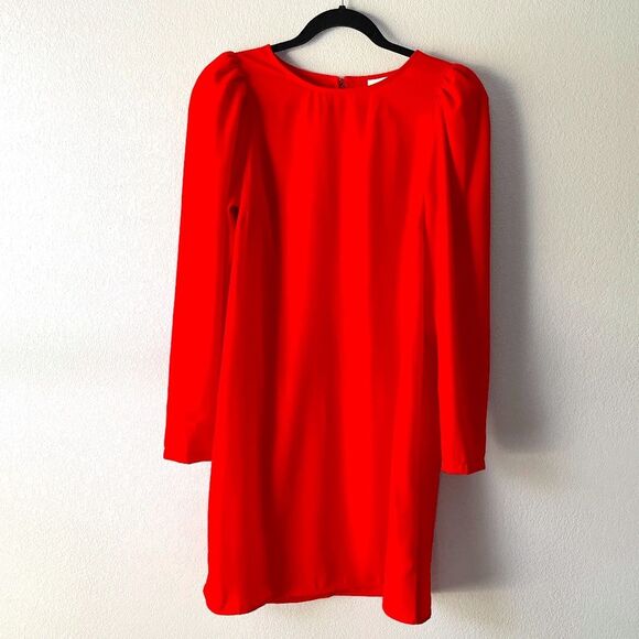 H & M Womens Fire Red Puff Sleeves Mini Dress Size Small - Picture 7 of 15
